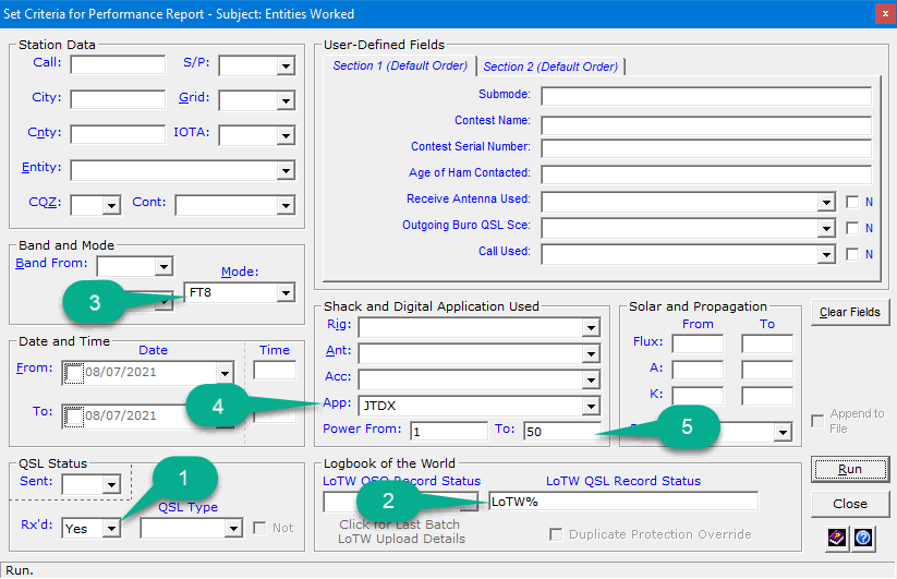 Monitoring performance - Setting criteria for a Performance report.