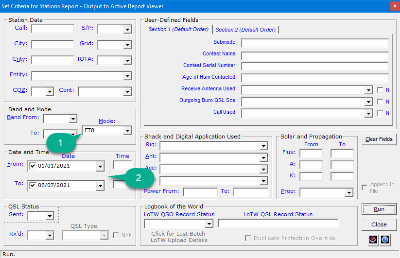 Running a Stations report.