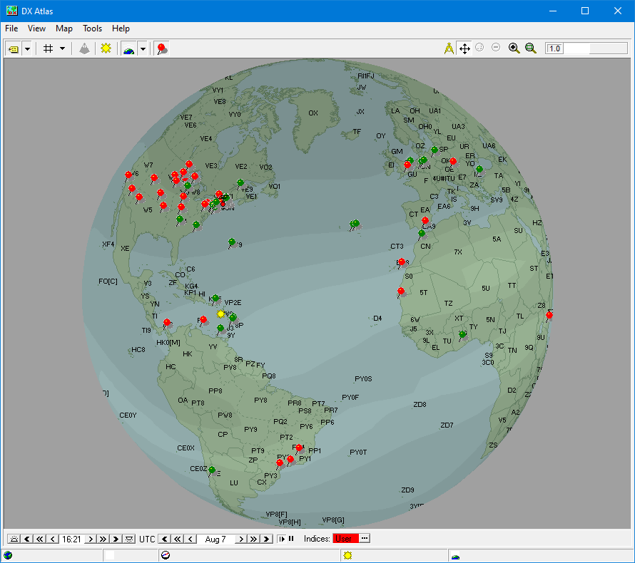DX Atlas Station Pins Map.